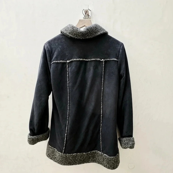 Kenzie || Vegan Micro Suede Fleece Black y2k Style Jacket Black Sz 8 - Picture 4 of 11